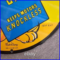 Vintage Sunoco Keeps Motors Old Us Gasoline Oil Gas Pump Enamel Porcelain Sign