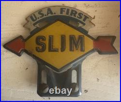 Vintage Sunoco Metal License Plate Topper Gas Oil Sign Accessory