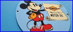 Vintage Sunoco Motor Oils Porcelain Mickey Mouse Gas Service Station Pump Sign
