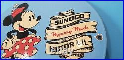 Vintage Sunoco Motor Oils Porcelain Minnie Mouse Walt Disney Gas Service Sign