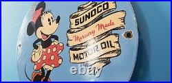 Vintage Sunoco Motor Oils Porcelain Minnie Mouse Walt Disney Gas Service Sign