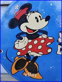 Vintage Sunoco Porcelain Sign Minnie Mouse Disney Mickey Donald Gas Oil