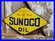 Vintage Sunoco Porcelain Sign Old Diamond Motor Oil Gas Advertising Display