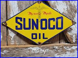 Vintage Sunoco Porcelain Sign Old Diamond Motor Oil Gas Advertising Display Vintage Sunoco Porcelain Sign Old Diamond Motor Oil Gas Advertising Display