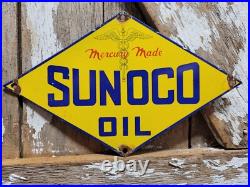Vintage Sunoco Porcelain Sign Old Diamond Motor Oil Gas Advertising Display Vintage Sunoco Porcelain Sign Old Diamond Motor Oil Gas Advertising Display