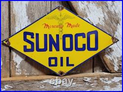 Vintage Sunoco Porcelain Sign Old Diamond Motor Oil Gas Advertising Display Vintage Sunoco Porcelain Sign Old Diamond Motor Oil Gas Advertising Display