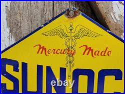 Vintage Sunoco Porcelain Sign Old Diamond Motor Oil Gas Advertising Display Vintage Sunoco Porcelain Sign Old Diamond Motor Oil Gas Advertising Display