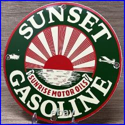 Vintage Sunset Gasoline Porcelain Sign Service Gas Station Sunrise Motor Oil