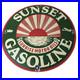 Vintage Sunset Gasoline Sign Gas Motor Oil Pump Plate Porcelain Sign