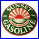Vintage Sunset Gasoline Sign Gas Motor Oil Pump Plate Porcelain Sign