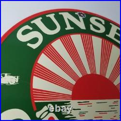 Vintage Sunset Gasoline Sign Gas Motor Oil Pump Plate Porcelain Sign