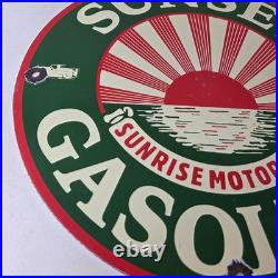 Vintage Sunset Gasoline Sign Gas Motor Oil Pump Plate Porcelain Sign