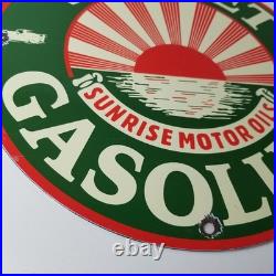 Vintage Sunset Gasoline Sign Gas Motor Oil Pump Plate Porcelain Sign