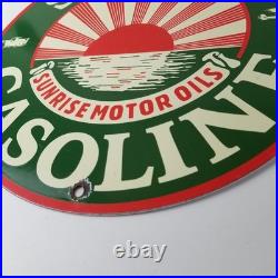 Vintage Sunset Gasoline Sign Gas Motor Oil Pump Plate Porcelain Sign