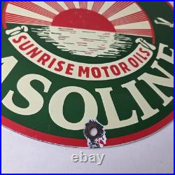 Vintage Sunset Gasoline Sign Gas Motor Oil Pump Plate Porcelain Sign