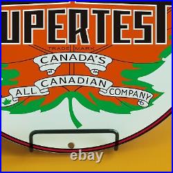 Vintage Suoertest Canada All Company Porcelain Ad Oil Gas Service Pump Sign