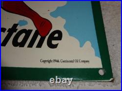Vintage Superman Conoco Gasoline & Oil Pump Porcelain Sign Lot Of 2! Advertising