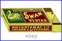 Vintage Swan Vestas Porcelain Sign Dealership Match Book Gas Oil