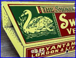 Vintage Swan Vestas Porcelain Sign Dealership Match Book Gas Oil