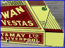 Vintage Swan Vestas Porcelain Sign Dealership Match Book Gas Oil