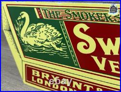 Vintage Swan Vestas Porcelain Sign Dealership Match Book Gas Oil