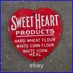 Vintage Sweet Heart Products Old Us Gasoline Oil Gas Pump Enamel Porcelain Sign