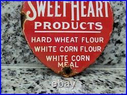 Vintage Sweetheart Porcelain Sign Wheat Flour Corn Seed Farm Feed Oil Lube Gas