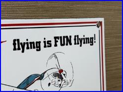 Vintage Swift Aircraft Co Porcelain Sign Gas Station Motor Oil Pump Plate Plane