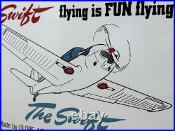 Vintage Swift Aircraft Co Porcelain Sign Gas Station Motor Oil Pump Plate Plane