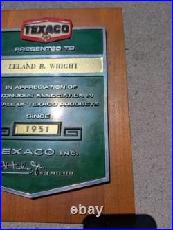 Vintage TEXACO DEALER SIGN Wall Plaque Award 1951 30th Anniversary