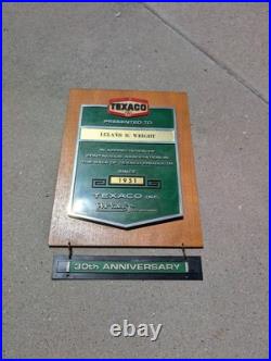 Vintage TEXACO DEALER SIGN Wall Plaque Award 1951 30th Anniversary