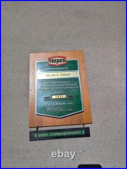 Vintage TEXACO DEALER SIGN Wall Plaque Award 1951 30th Anniversary