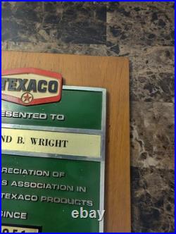 Vintage TEXACO DEALER SIGN Wall Plaque Award 1951 30th Anniversary