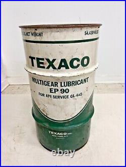 Vintage TEXACO OIL BARREL advertising metal trash garbage can steel waste green