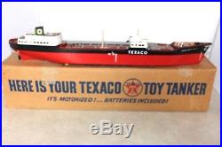 Vintage TEXACO Toy Tanker Oil Freighter Ship Motorized Model with Original Box