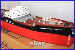 Vintage TEXACO Toy Tanker Oil Freighter Ship Motorized Model with Original Box