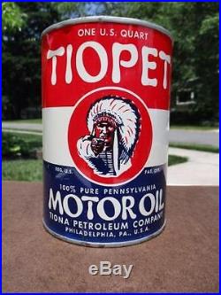 Vintage TIOPET MOTOR OIL 1 Quart Empty Metal CAN