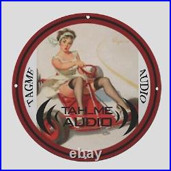 Vintage Tagme Audio 1940 Oil Porcelain Gas Pump Sign