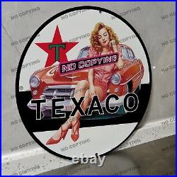 Vintage Texaco Black White T Porcelain Sign Gas Station Garge Advertising Oil