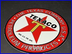 Vintage Texaco Company Advertising Porcelain 12 Gasoline Oil Gas Station Sign