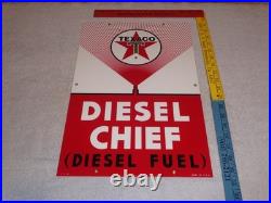 Vintage Texaco Diesel Chief Fuel Sprayer 18 Porcelain Metal Gasoline & Oil Sign