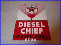 Vintage Texaco Diesel Chief Fuel Sprayer 18 Porcelain Metal Gasoline & Oil Sign