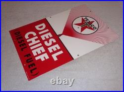 Vintage Texaco Diesel Chief Fuel Sprayer 18 Porcelain Metal Gasoline & Oil Sign Vintage Texaco Diesel Chief Fuel Sprayer 18 Porcelain Metal Gasoline & Oil Sign