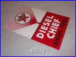 Vintage Texaco Diesel Chief Fuel Sprayer 18 Porcelain Metal Gasoline & Oil Sign