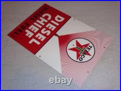 Vintage Texaco Diesel Chief Fuel Sprayer 18 Porcelain Metal Gasoline & Oil Sign