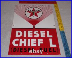 Vintage Texaco Diesel Chief L Fuel Sprayer 18 Porcelain Metal Gasoline Oil Sign