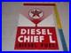 Vintage Texaco Diesel Chief L Fuel Sprayer 18 Porcelain Metal Gasoline Oil Sign