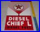 Vintage Texaco Diesel Chief L Fuel Sprayer 18 Porcelain Metal Gasoline Oil Sign
