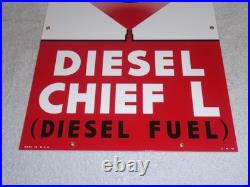 Vintage Texaco Diesel Chief L Fuel Sprayer 18 Porcelain Metal Gasoline Oil Sign