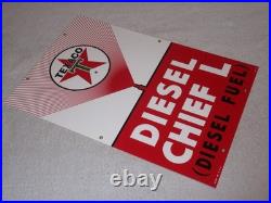Vintage Texaco Diesel Chief L Fuel Sprayer 18 Porcelain Metal Gasoline Oil Sign